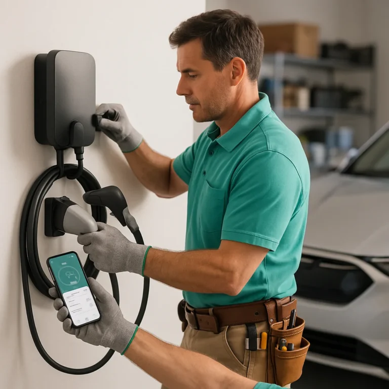Smart EV charger installation with app control